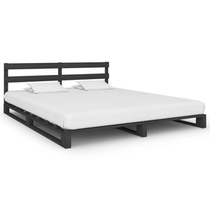 vidaXL, vidaXL Palettenbett Grau Massivholz Kiefer 160×200 cm, 