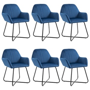vidaXL, vidaXL Esszimmerstühle 6 Stk. Blau Samt, vidaXL Esszimmerstühle 6 Stk. Blau Samt