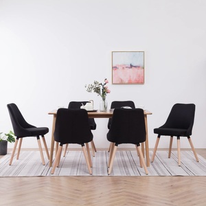 vidaXL, vidaXL Esszimmerstühle 6 Stk. Schwarz Stoff, 