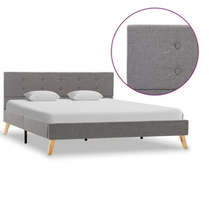vidaXL, vidaXL Bettgestell Hellgrau Stoff 140 × 200 cm, vidaXL Bettgestell Hellgrau Stoff 140 × 200 cm
