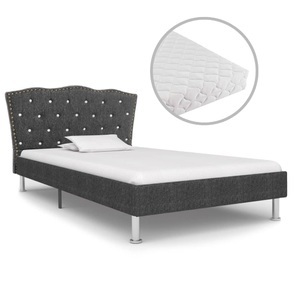 Diverse Hardware, Bett mit Matratze Dunkelgrau Stoff 90 x 200 cm, 
