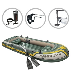 Diverse Hardware, Intex Schlauchboot-Set Seahawk 4 mit Trolling-Motor und Halterung