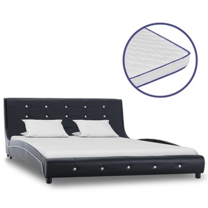 Diverse Hardware, Bett mit Memory-Schaum-Matratze Schwarz Kunstleder 140x200 cm, vidaXL Bett mit Memory-Schaum-Matratze Schwarz Kunstleder 140x200 cm