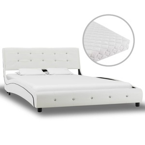 vidaXL, vidaXL Bett mit Matratze Weiß Kunstleder 120 × 200 cm, vidaXL Bett mit Matratze Weiß Kunstleder 120 × 200 cm