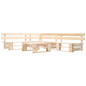 Diverse Hardware, 4-tlg. Garten-Paletten-Sofagarnitur Holz Natur, vidaXL 4-tlg. Paletten-Lounge-Set Holz Natur