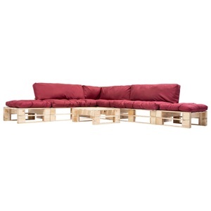 Diverse Hardware, 6-tlg. Garten-Paletten-Sofagarnitur mit Roten Kissen Holz, 