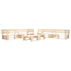 Diverse Hardware, 6-tlg. Garten-Paletten-Sofagarnitur Holz Natur, vidaXL 6-tlg. Paletten-Lounge-Set Holz Natur