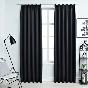 vidaXL, vidaXL Verdunkelungsvorhänge mit Haken 2 Stk. Schwarz 140x175cm, vidaXL Verdunkelungsvorhänge mit Haken 2 Stk. Schwarz 140x175cm