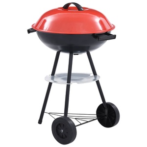 vidaXL, vidaXL Tragbarer XXL-Holzkohle-Kugelgrill mit Rädern 44 cm, vidaXL Tragbarer Holzkohlegrill XXL mit Rädern 44 cm