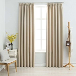 vidaXL, vidaXL Verdunkelungsvorhänge mit Haken 2 Stk. Beige 140x225cm, vidaXL Verdunkelungsvorhänge mit Haken 2 Stk. Beige 140x225cm