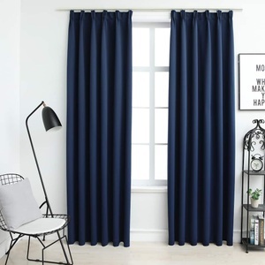 vidaXL, vidaXL Verdunkelungsvorhänge mit Haken 2 Stk. Blau 140x175cm, vidaXL Verdunkelungsvorhänge mit Haken 2 Stk. Blau 140x175cm