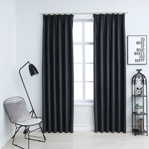 vidaXL, vidaXL Verdunkelungsvorhänge mit Haken 2 Stk. Anthrazit 140x175cm, vidaXL Verdunkelungsvorhänge mit Haken 2 Stk. Anthrazit 140x175 cm