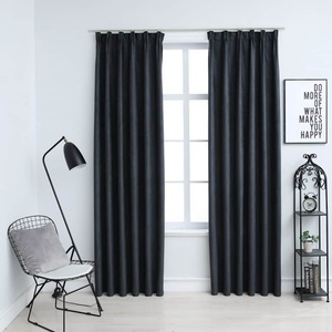 vidaXL, vidaXL Verdunkelungsvorhänge mit Haken 2 Stk. Anthrazit 140x175cm, vidaXL Verdunkelungsvorhänge mit Haken 2 Stk. Anthrazit 140x175 cm
