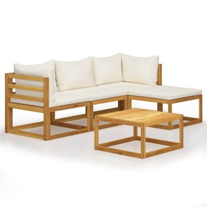 Diverse Hardware, 5-tlg. Garten-Lounge-Set mit Auflagen Massivholz Akazie