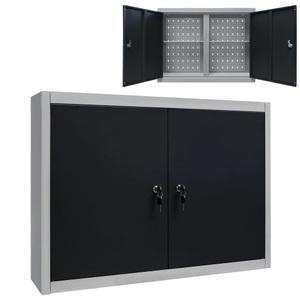 Diverse Hardware, Wand-Werkzeugschrank Industrie-Stil Metall Grau und Schwarz