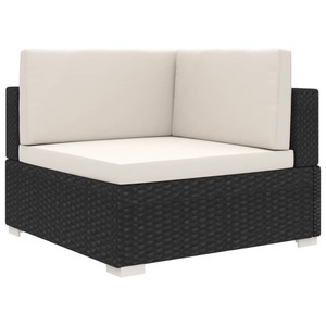 Ecksofa mit Auflagen Poly Rattan Schwarz