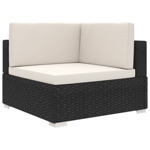 Diverse Hardware, Ecksofa mit Auflagen Poly Rattan Schwarz