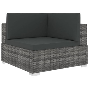 Diverse Hardware, Ecksofa mit Auflagen Poly Rattan Grau, 