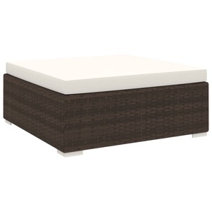 Diverse Hardware, Fusshocker mit Kissen Poly Rattan Braun, vidaXL Modular-Fußhocker 1 Stk. + Auflagen Poly Rattan Braun