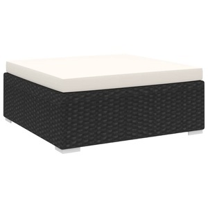 Diverse Hardware, Fusshocker mit Kissen Poly Rattan Schwarz, vidaXL Modular-Fußhocker 1 Stk. + Auflagen Poly Rattan Schwarz