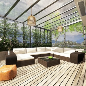 Diverse Hardware, 10-tlg. Garten-Lounge-Set mit Auflagen Poly Rattan Braun
