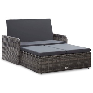 Diverse Hardware, 2-tlg. Garten-Lounge-Set mit Auflagen Poly Rattan Grau