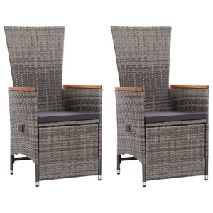vidaXL, vidaXL Garten-Liegestühle 2 Stk. mit Auflagen Poly Rattan Grau