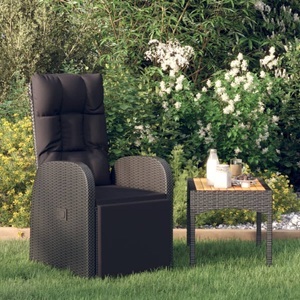 Diverse Hardware, Garten-Liegestuhl mit Auflage Poly Rattan Schwarz