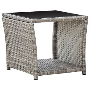 Diverse Hardware, Couchtisch Grau 45 x 45 x 40 cm Poly Rattan und Glas, vidaXL Couchtisch Grau 45x45x40 cm Poly Rattan und Glas
