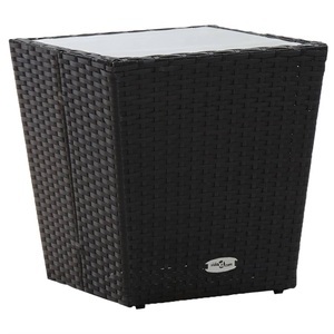 Diverse Hardware, Beistelltisch Schwarz 41,5x41,5x43 cm Hartglas, vidaXL Beistelltisch Schwarz 41,5×41,5×43 cm Poly Rattan und Hartglas