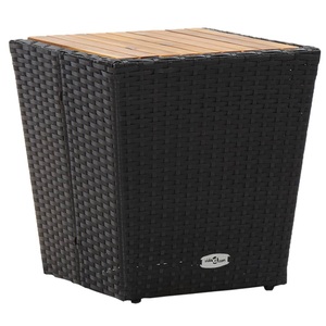 Diverse Hardware, Beistelltisch Schwarz 41,5x41,5x43 cm Akazie Massivholz, vidaXL Beistelltisch Schwarz 41,5×41,5×43 cm Poly Rattan & Massivholz