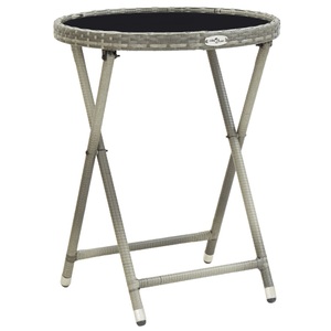 Diverse Hardware, Beistelltisch Grau 60 cm Poly Rattan und Hartglas