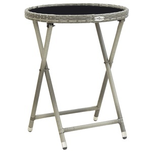 Diverse Hardware, Beistelltisch Grau 60 cm Poly Rattan und Hartglas, vidaXL Beistelltisch Grau 60 cm Poly Rattan und Hartglas