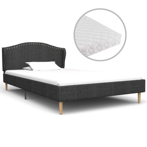 Diverse Hardware, Bett mit Matratze Dunkelgrau Stoff 90 x 200 cm, 