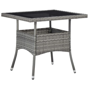 Diverse Hardware, Garten-Esstisch Grau Poly Rattan und Glas, vidaXL Garten-Esstisch Grau Poly Rattan und Glas