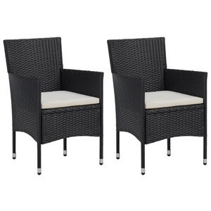 vidaXL, vidaXL Garten-Essstühle 2 Stk. Poly Rattan Schwarz, vidaXL Garten-Essstühle 2 Stk. Poly Rattan Schwarz