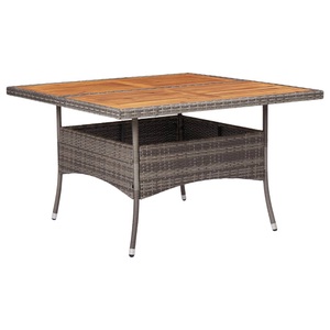 Diverse Hardware, Garten-Esstisch Grau Poly Rattan und Massivholz Akazie