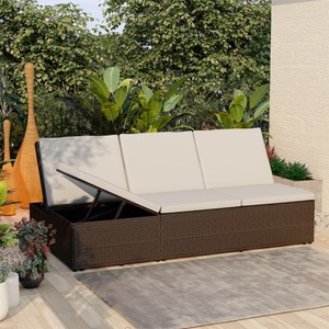 Diverse Hardware, Sonnenliege mit Auflage Poly Rattan Braun