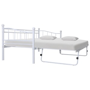 vidaXL, vidaXL Bettgestell Weiß Stahl 180×200/90×200 cm, vidaXL Bettgestell Weiß Stahl 180x200/90x200 cm