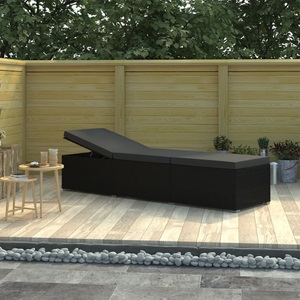 Diverse Hardware, Sonnenliege mit Auflage Poly Rattan Schwarz, 
