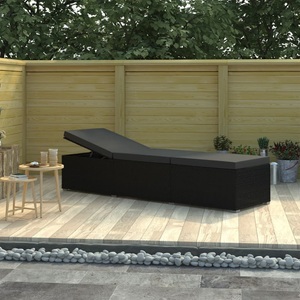 Diverse Hardware, Sonnenliege mit Auflage Poly Rattan Schwarz