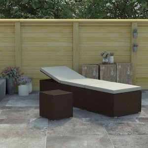 Diverse Hardware, Sonnenliege mit Auflage und Teetisch Poly Rattan Braun, VidaXL - Sonnenliege poly-rattan, One Size, Braun
