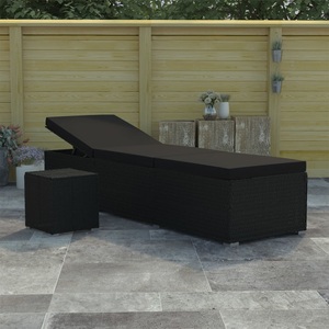 Diverse Hardware, Sonnenliege mit Auflage und Teetisch Poly Rattan Schwarz, vidaXL Sonnenliege mit Auflage und Teetisch Poly Rattan Schwarz