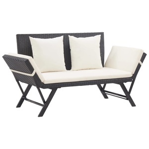 Diverse Hardware, Gartenbank mit Auflagen 176 cm Schwarz Poly Rattan, vidaXL Gartenbank mit Auflagen 176 cm Schwarz Poly Rattan