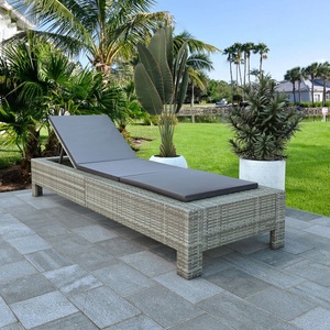 Diverse Hardware, Sonnenliege mit Auflage Grau Poly Rattan