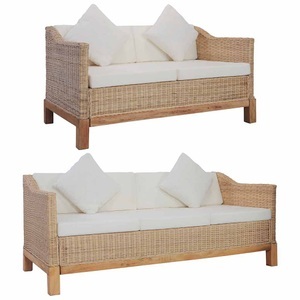 Diverse Hardware, 2-tlg. Sofagarnitur mit Auflagen Natur Rattan