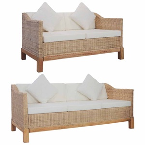 Diverse Hardware, 2-tlg. Sofagarnitur mit Auflagen Natur Rattan