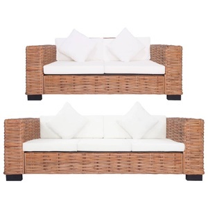 Diverse Hardware, 2-tlg. Sofagarnitur mit Auflagen Natur Rattan