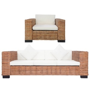Diverse Hardware, 2-tlg. Sofagarnitur mit Auflagen Natur Rattan