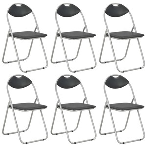 vidaXL, vidaXL Klappbare Esszimmerstühle 6 Stk. Schwarz Kunstleder, vidaXL Klappbare Esszimmerstühle 6 Stk. Schwarz Kunstleder